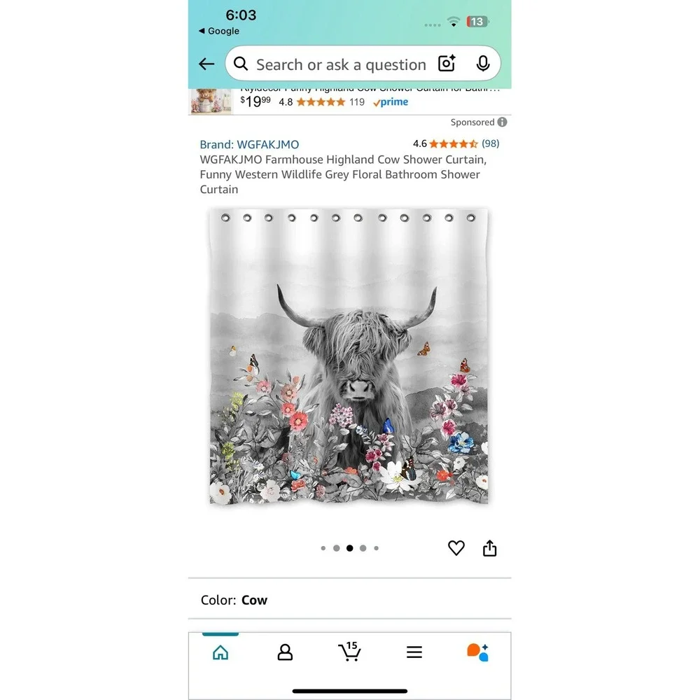 Highland Cow Shower Curtain 72
